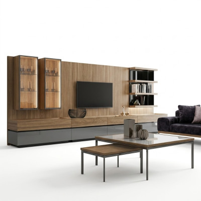 Nowoczesny Design Meble Jednostka Ścienna Zestaw stojaków TV Półki Ścienne Meble Drewniane Nowe