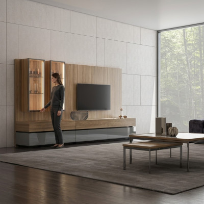 Luksusowy Kompletny Jednostka Ścienna Brown Meble Designerski Zestaw Mebli stojak TV Modern