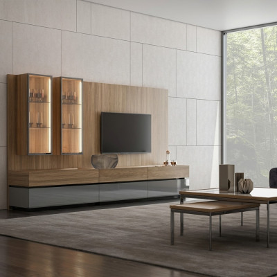 Luksusowy Kompletny Jednostka Ścienna Brown Meble Designerski Zestaw Mebli stojak TV Modern
