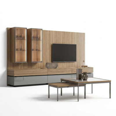 Luksusowy Kompletny Jednostka Ścienna Brown Meble Designerski Zestaw Mebli stojak TV Modern