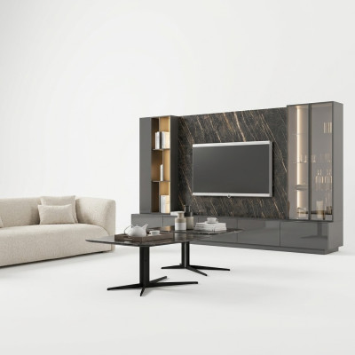 Komplet mebli do salonu 6 sztuk Designerska Jednostka Ścienna Meble Drewniane Luksusowe Meble