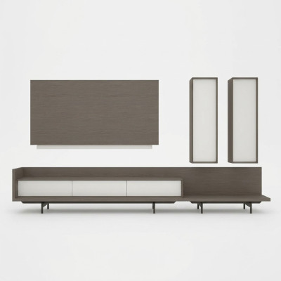 Jednostka ścienna stojak TV Rama szafka Zabudowa 2x szafka wisząca Design Modern Ustawić