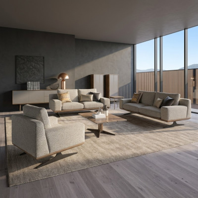 Zestaw sofowy Meble tapicerowane sofa do salonu 5-częściowy stolik kawowy Drewno Stolik Nowość