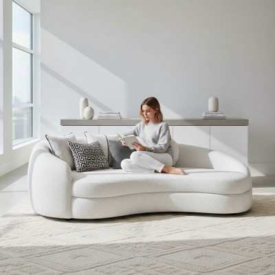 Luksusowa sofa trzyosobowa Biała Nowoczesne Meble tapicerowane Kanapa Włókiennicza designerskie meble