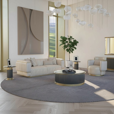 Zestaw do Salonu Sofa 2-częściowa Kompletna Sofa Trzyosobowa Nowy Fotel Zestaw sofowy
