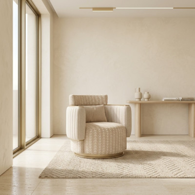 Beżowy Fotel Salon Luksusowe Meble tapicerowane Design Nowoczesne Meble Nowe