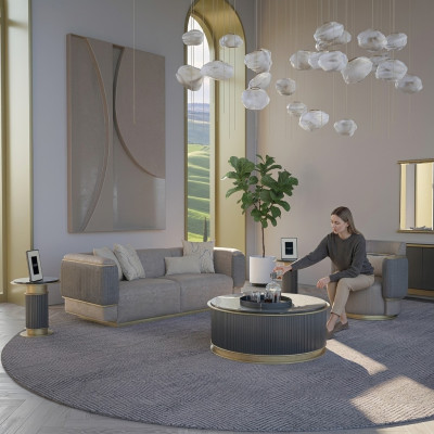 Kompletna sofa 2-osobowa trzyosobowa do salonu Meble tapicerowane Fotel Modern Design