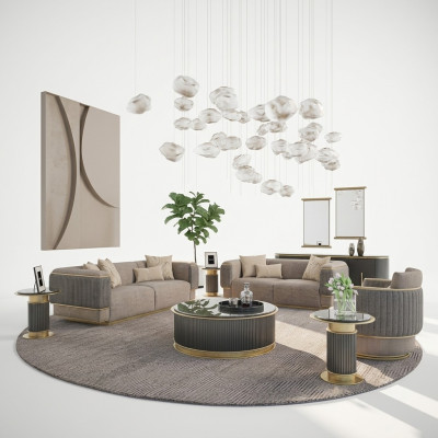 Kompletna 3-częściowa tapicerowana sofa trzyosobowa nowoczesna dwuosobowa kanapa Fotel do salonu