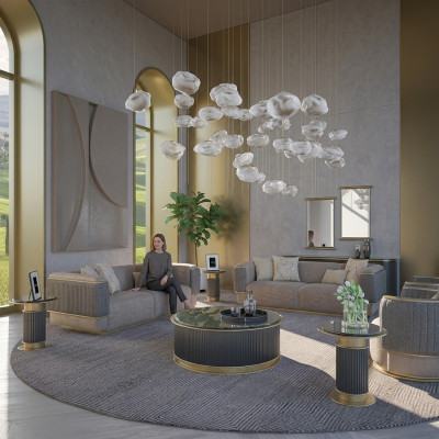 Zestaw sofowy 4-częściowa tapicerowana sofa do salonu trzyosobowa sofa o nowoczesnym designie Fotel