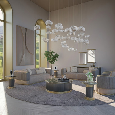 Zestaw sofowy 4-częściowa tapicerowana sofa do salonu trzyosobowa sofa o nowoczesnym designie Fotel