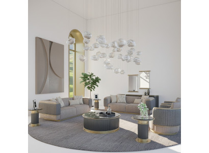 Zestaw sofowy 4-częściowa tapicerowana sofa do salonu trzyosobowa sofa o nowoczesnym designie Fotel