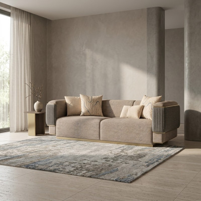 Szara Sofa Trzyosobowa Luksusowy Design Meble tapicerowane Nowoczesne Sofy Do Salonu Kanapa