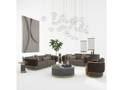 Salon Meble tapicerowane Zestaw wypoczynkowy Dwuosobowa Sofa Trzyosobowa Kanapa Luksusowy Fotel