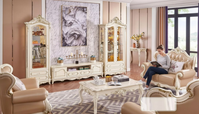 Zestaw do salonu chic classic Meble Szafka RTV 2x Gablota stolik kawowy