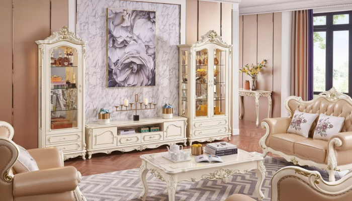 Zestaw do salonu chic classic Meble Szafka RTV 2x Gablota stolik kawowy