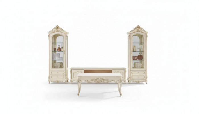 Zestaw do salonu chic classic Meble Szafka RTV 2x Gablota stolik kawowy