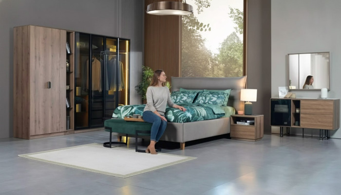 Zestaw Sypialnia Loft Design Łóżko Szafa łóżko Kredens Stolik nocny 5-częściowy