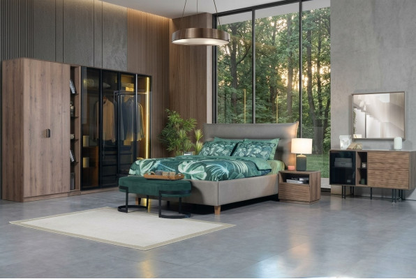 Zestaw Sypialnia Loft Design Łóżko Szafa łóżko Kredens Stolik nocny 5-częściowy