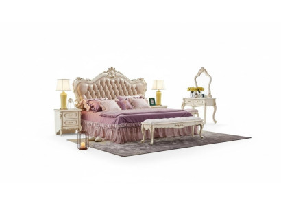 Sypialnia Zestaw Chesterfield Łóżko 2x Szafki nocne Classic Meble 3-częściowe