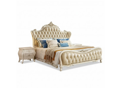 Sypialnia Zestaw klasyczne Łóżko Chesterfield 2x Szafki nocne Solidne drewno 3-częściowy