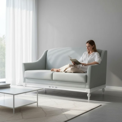 Sofa 2 miejsce do siedzenia Sofy Design Luxury Włókienniczy Drewno Podkładka Sofy dwuosobowe