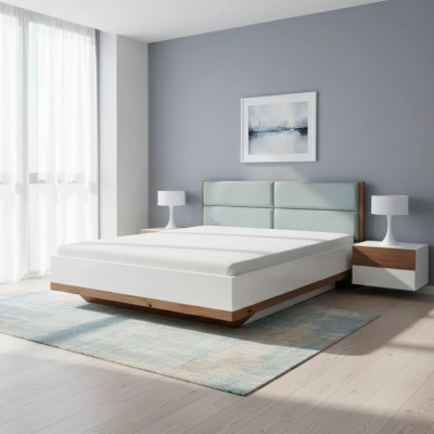 Łóżko Łóżko Podwójne w Stylu Nowoczesnym Luksusowy Design Sypialnia Meble Łóżko Drewniane
