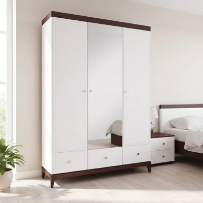 Designerska Szafa Wysoki Połysk Szafki Sypialnia Meble Drewno Luxury Biały