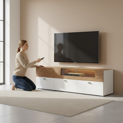 Designerska szafka ścienna Półka Ściana półki salon stojak TV Drewno
