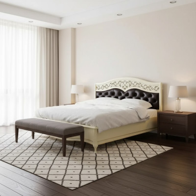 Łóżko Meble Design łóżko Białe Podwójne łóżko Luxus Sypialnia Drewno