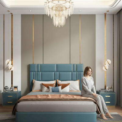 Sypialnia Zestaw Designer Luxury Grupa Ustawić Nowe Łóżko 2x Stolik nocny 3 szt.