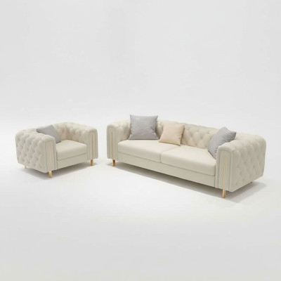 Komplet 2-częściowy zestaw sofowy do salonu trzyosobowa sofa nowoczesna Fotel Skóra