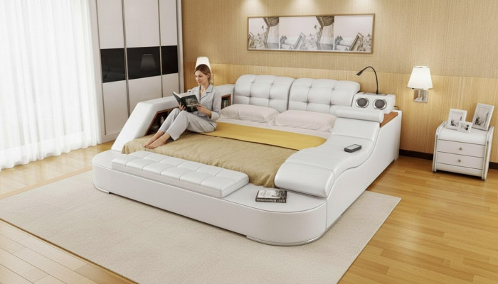 Łóżko wielofunkcyjne Chesterfield podwójne, luksusowe łóżko 180x200 Nowość