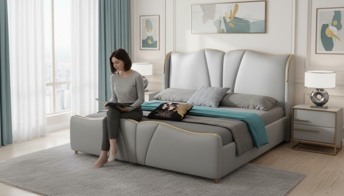 Łóżko Meble Design łóżko Podwójne łóżko Luxury Sypialnia Drewno nowość