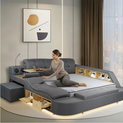 Wielofunkcyjne łóżko podwójne nowoczesne łóżko Sypialnia 180x200cm