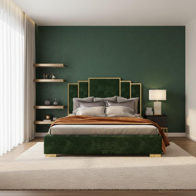 Design Łóżko Włókiennicze Luksusowe łóżko Nowoczesne Hotelowe Rama Spanie Pokój 180x200