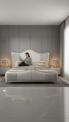 Design Łóżko Luksusowe łóżko Nowoczesne Hotelowe Rama Sleep Pokój Hotel