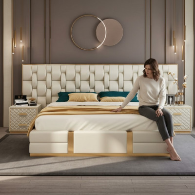 Łóżko Podkładka Design Luxury Double Hotel łóżko beżowe Luxury Hotel Nowość
