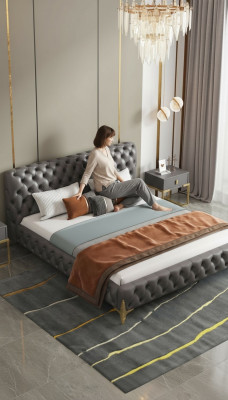 Chesterfield Łóżko Podkładka Design Luxury Double Hotel łóżko Luxury Hotel Nowość