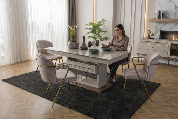 Stół do jadalni Stół obiadowy stoły Nowoczesna jadalnia Designer New Beige