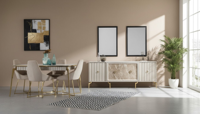 Zestaw Golden jadalnia luksusowy Ustaw Stół obiadowy z krzesłami designerskich mebli