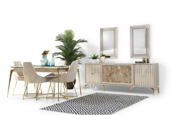 Zestaw Golden jadalnia luksusowy Ustaw Stół obiadowy z krzesłami designerskich mebli