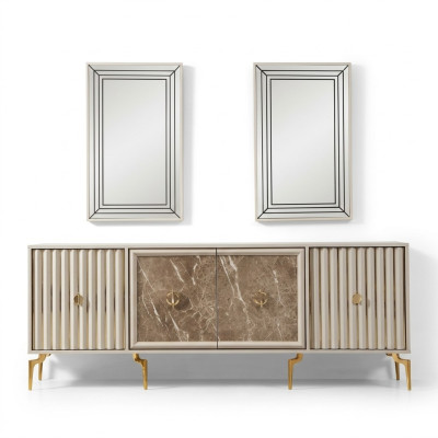 Nowoczesny kredens z 2 lustrami designerski luksusowy salon Meble Drewno
