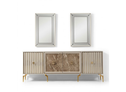 Nowoczesny kredens z 2 lustrami designerski luksusowy salon Meble Drewno