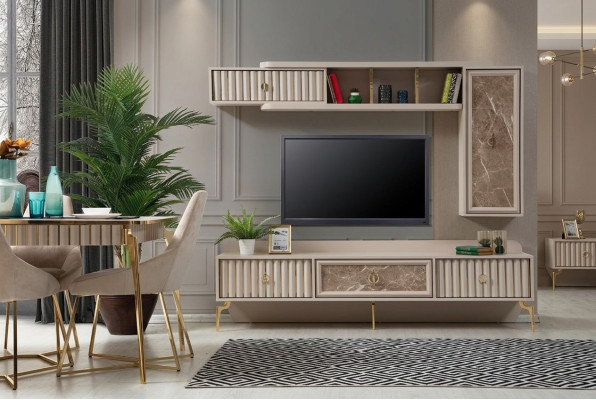 Designerska Nowoczesna Jednostka Ścienna Luksusowe Drewniane Półki Meble do Salonu Stylowe