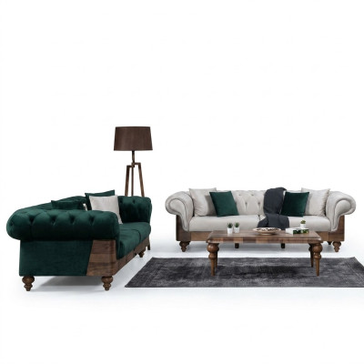 Nowoczesny zestaw sofowy Chesterfield 3+3 miejsce do siedzenia luksusowy zestaw wypoczynkowy do salonu