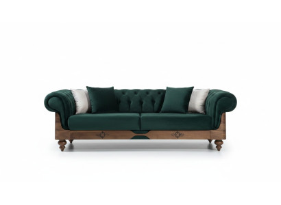 Trzyosobowa kanapa Green Chesterfield, sofy do salonu, kanapa do siedzenia