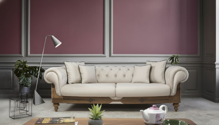 Brązowo-biała sofa Chesterfield Designerska sofa do salonu Meble do siedzenia Nowość