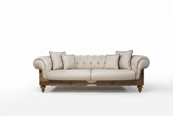 Brązowo-biała sofa Chesterfield Designerska sofa do salonu Meble do siedzenia Nowość