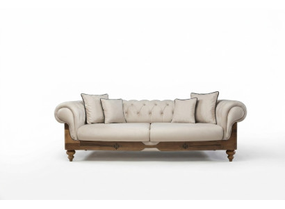 Brązowo-biała sofa Chesterfield Designerska sofa do salonu Meble do siedzenia Nowość