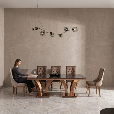 Luksusowy Stół obiadowy Nowoczesne stoły do ​​jadalni stoły Design Metal Tabela